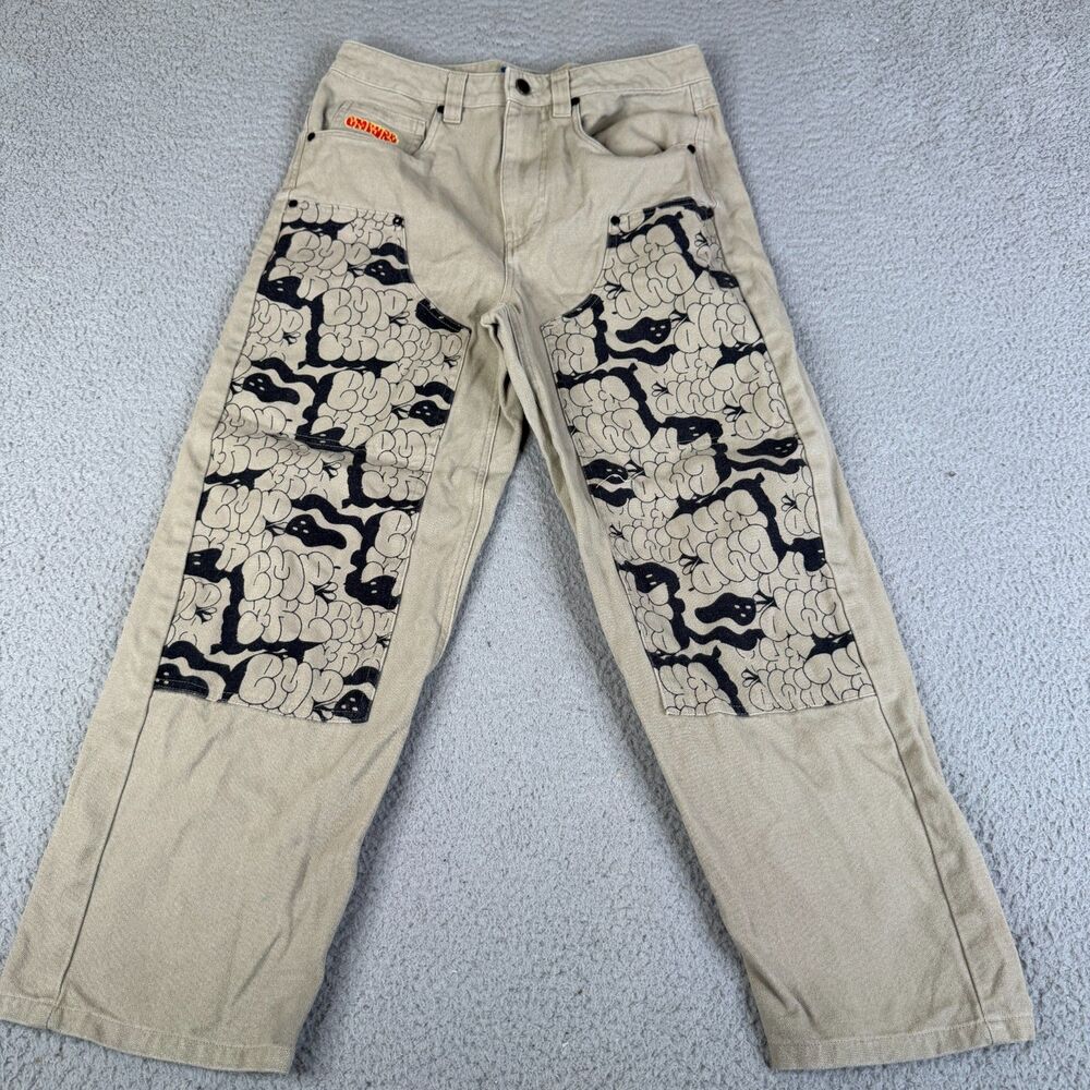 EMPYRE Relax Graffiti Jean 28x25 Double Knee Wide Leg Baggy Skate Y2K Streetwear